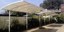 Membrane parking roof for apartment complex side view 2