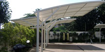 Membrane parking roof for apartment complex side view 1